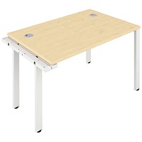 Jemini 1 Person Bench Desk Extension, 1200mm (800mm Deep), White Frame, Maple