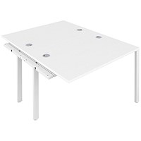 Jemini 2 Person Bench Desk Extension, Back to Back, 2 x 1200mm (800mm Deep), White Frame, White