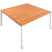 Jemini 2 Person Bench Desk, Back to Back, 2 x 1200mm (800mm Deep), White Frame, Beech