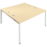 Jemini 2 Person Bench Desk, Back to Back, 2 x 1200mm (800mm Deep), White Frame, Maple