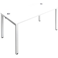 Jemini 1 Person Bench Desk, 1400mm (800mm Deep), White Frame, White