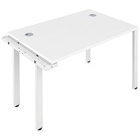 Jemini 1 Person Bench Desk Extension, 1400mm (800mm Deep), White Frame, White