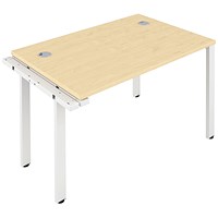 Jemini 1 Person Bench Desk Extension, 1400mm (800mm Deep), White Frame, Maple