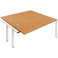 Jemini 2 Person Bench Desk Extension, Back to Back, 2 x 1400mm (800mm Deep), White Frame, Oak