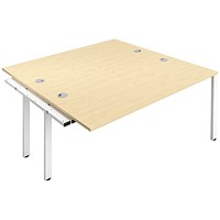 Jemini 2 Person Bench Desk Extension, Back to Back, 2 x 1400mm (800mm Deep), White Frame, Maple