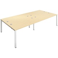 Jemini 4 Person Bench Desk, Back to Back, 4 x 1400mm (800mm Deep), White Frame, Maple