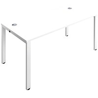 Jemini 1 Person Bench Desk, 1600mm (800mm Deep), White Frame, White