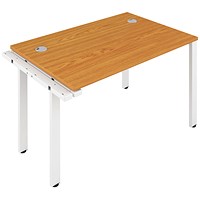 Jemini 1 Person Bench Desk Extension, 1600mm (800mm Deep), White Frame, Oak