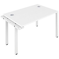 Jemini 1 Person Bench Desk Extension, 1600mm (800mm Deep), White Frame, White