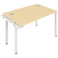 Jemini 1 Person Bench Desk Extension, 1600mm (800mm Deep), White Frame, Maple