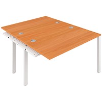 Jemini 2 Person Bench Desk Extension, Back to Back, 2 x 1600mm (800mm Deep), White Frame, Beech