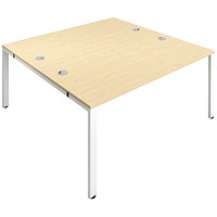 Jemini 2 Person Bench Desk, Back to Back, 2 x 1600mm (800mm Deep), White Frame, Maple