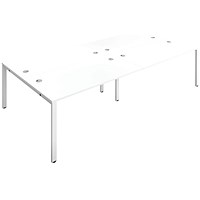 Jemini 4 Person Bench Desk, Back to Back, 4 x 1600mm (800mm Deep), White Frame, White