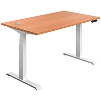 Jemini Sit-Stand Desk, White Leg, 1200mm, Beech Top