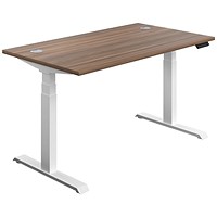 Jemini Sit-Stand Desk, White Leg, 1200mm, Walnut Top