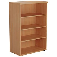 Jemini Medium Wooden Bookcase, 3 Shelves, 1200mm High, Beech