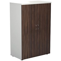 Jemini Two-Tone Medium Cupboard, 3 Shelves, 1200mm High, Walnut and White