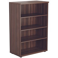 Jemini Medium Wooden Bookcase, 3 Shelves, 1200mm High, Walnut