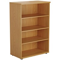 Jemini Medium Wooden Bookcase, 3 Shelves, 1200mm High, Oak