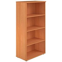 Jemini Tall Wooden Bookcase, 4 Shelves, 1600mm High, Beech