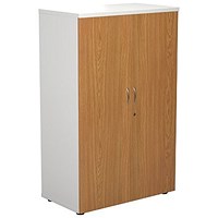 Jemini Two-Tone Tall Cupboard, 4 Shelves, 1600mm High, Oak and White