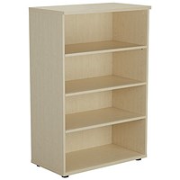 Jemini Tall Wooden Bookcase, 4 Shelves, 1600mm High, Maple