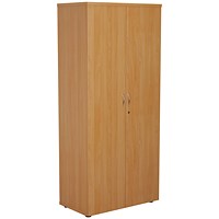 Jemini Tall Wooden Cupboard, 4 Shelves, 1800mm High, Beech