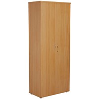 Jemini Extra Tall Wooden Cupboard, 4 Shelves, 2000mm High, Beech