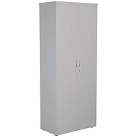 Jemini Extra Tall Wooden Cupboard, 4 Shelves, 2000mm High, White