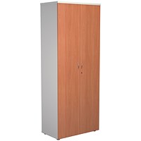 Jemini Two-Tone Extra Tall Cupboard, 4 Shelves, 2000mm High, Beech and White