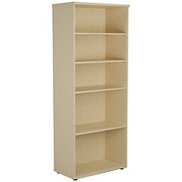 Jemini Extra Tall Wooden Bookcase, 4 Shelves, 2000mm High, Maple