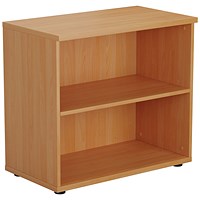 Jemini Desk High Wooden Bookcase, 1 Shelf, 730mm High, Beech