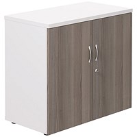 Jemini Two-Tone Desk High Cupboard, 1 Shelf, 730mm High, Grey Oak and White