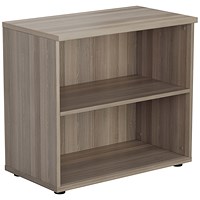 Jemini Desk High Wooden Bookcase, 1 Shelf, 730mm High, Grey Oak