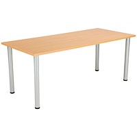 Jemini Rectangular Meeting Table, 1800x800x730mm, Beech