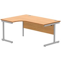 Polaris 1600mm Corner Desk, Left Hand, Silver Cantilever Legs, Beech