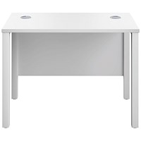 Jemini 1000mm Slim Rectangular Desk, White Goal Post Leg, White