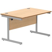 Astin 1200mm Rectangular Desk, Silver Cantilever Legs, Beech