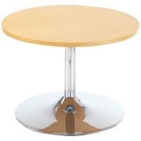 Jemini Round Bistro Trumpet Base Table, 600mm Diameter, 420mm High, Beech