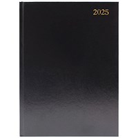 Q-Connect A4 Appointment Desk Diary, Day Per Page, Black, 2025