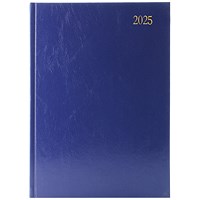 Q-Connect A4 Desk Diary, 2 Days Per Page, Blue, 2025