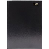 Q-Connect A5 Appointment Desk Diary, Day Per Page, Black, 2025