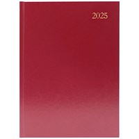Q-Connect A5 Desk Diary, Day Per Page, Burgundy, 2025