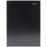 Q-Connect A5 Desk Diary, Day Per Page, Black, 2025
