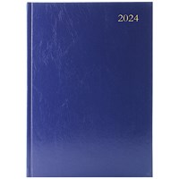 Q-Connect A5 Desk Diary, Day Per Page, Blue, 2024