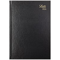 Letts A5 Business Diary, Day Per Page, Black, 2025