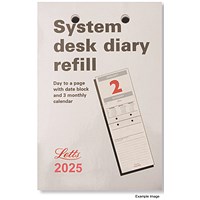 Letts System 2025 Desk Calendar Refill, 91x142mm