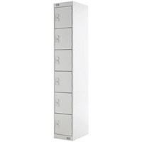 Six Compartment Locker, 300x450x1800mm, Light Grey Door