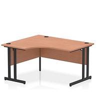 Impulse 1400mm Corner Desk, Left Hand, Black Cantilever Leg, Beech