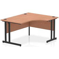 Impulse 1400mm Corner Desk, Right Hand, Black Cantilever Leg, Beech